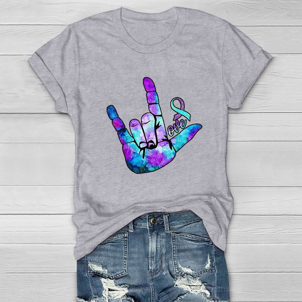 Love Hand Blue Purple Robbin Healthwear T-shirt