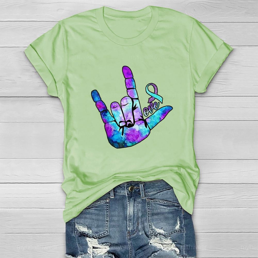 Love Hand Blue Purple Robbin Healthwear T-shirt