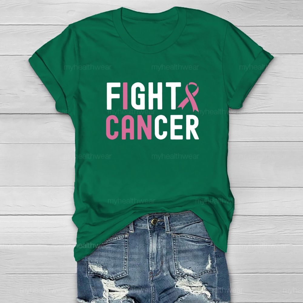 I Can Fight Cancer Pink Ribbon Healthwear T-shirt