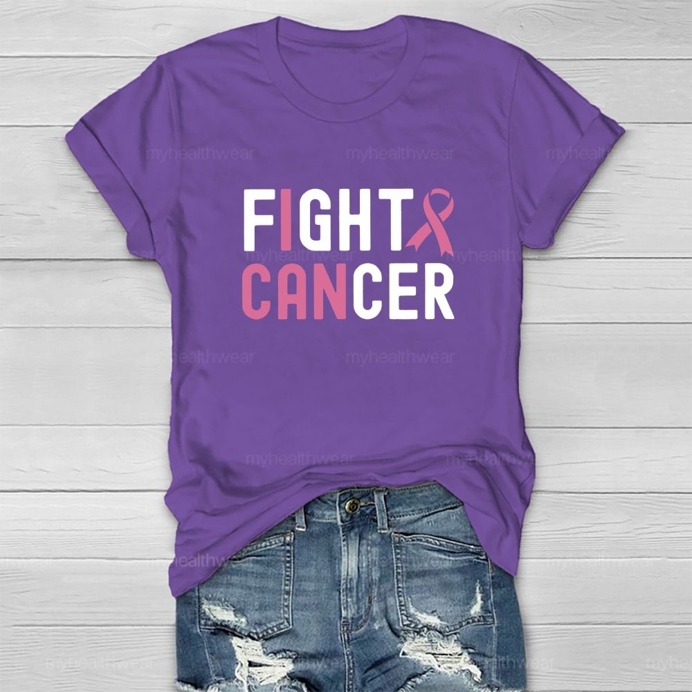 I Can Fight Cancer Pink Ribbon Healthwear T-shirt