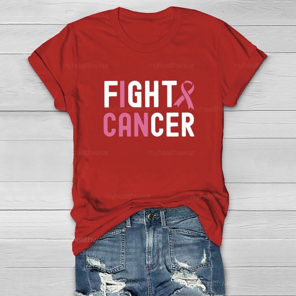 I Can Fight Cancer Pink Ribbon Healthwear T-shirt