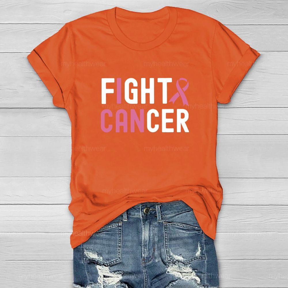 I Can Fight Cancer Pink Ribbon Healthwear T-shirt