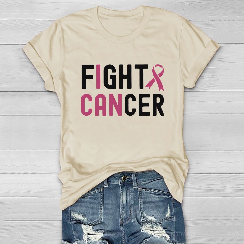 I Can Fight Cancer Pink Ribbon Healthwear T-shirt