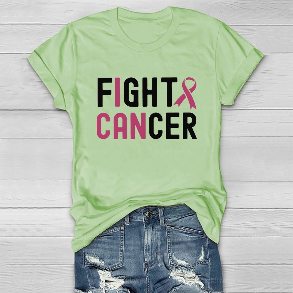 I Can Fight Cancer Pink Ribbon Healthwear T-shirt