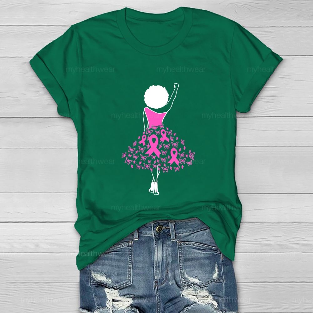 Go Fighting Stand With Her Pink Ribbon Dress Healthwear T-shirt