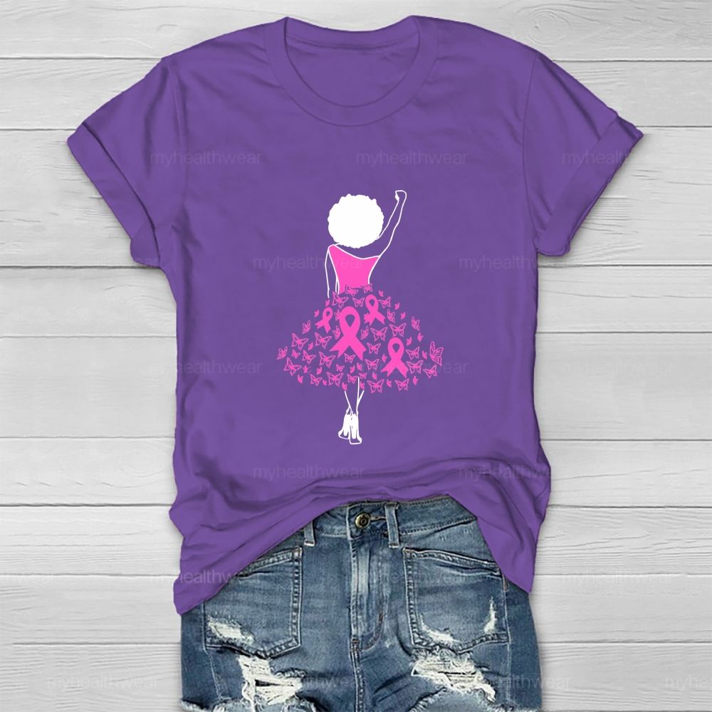 Go Fighting Stand With Her Pink Ribbon Dress Healthwear T-shirt