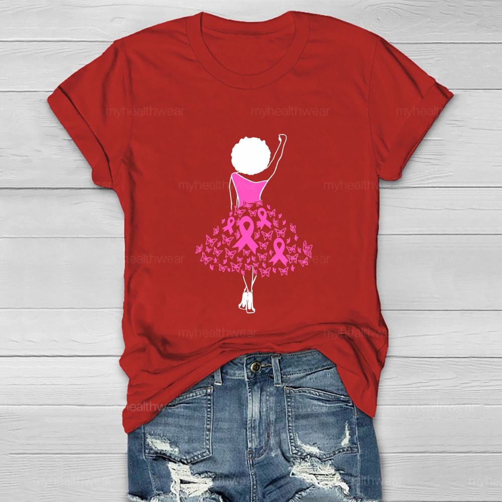 Go Fighting Stand With Her Pink Ribbon Dress Healthwear T-shirt