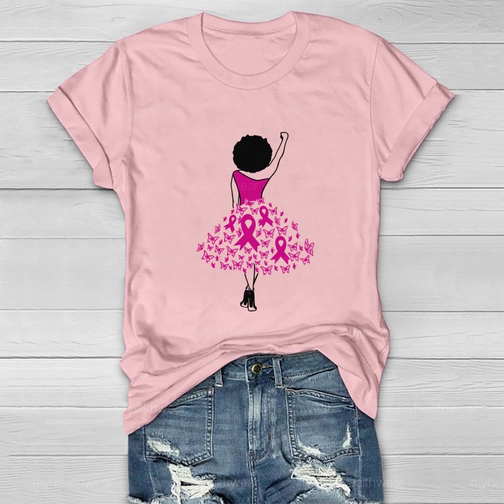 Go Fighting Stand With Her Pink Ribbon Dress Healthwear T-shirt