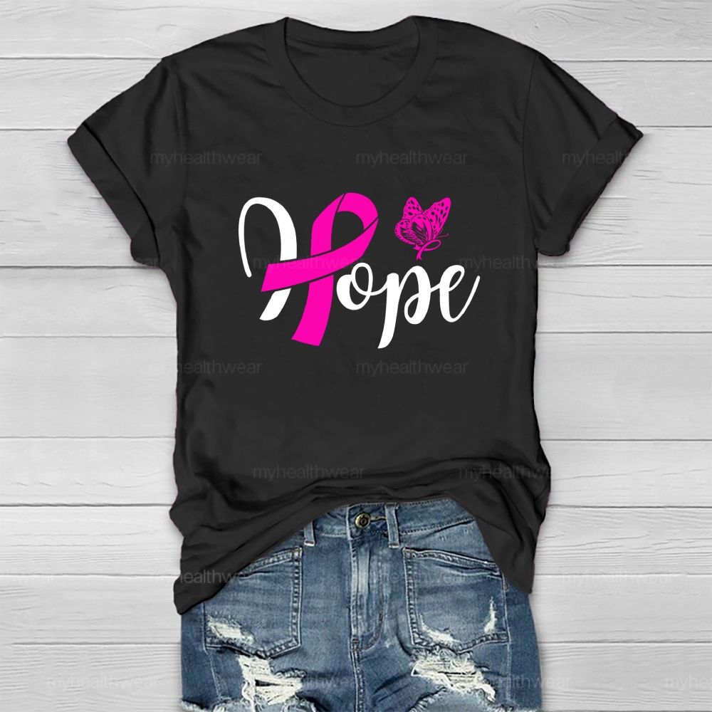 Hope Pink Ribbon Butterfly Healthwear T-shirt