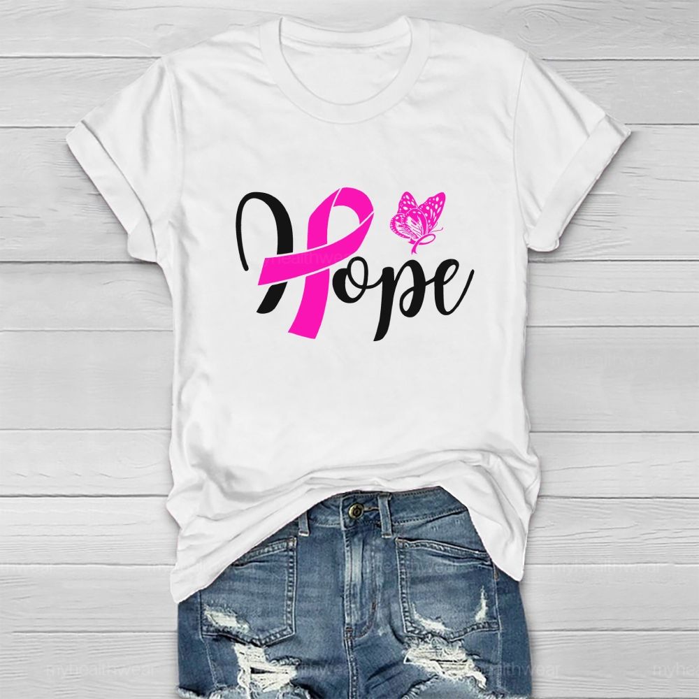 Hope Pink Ribbon Butterfly Healthwear T-shirt