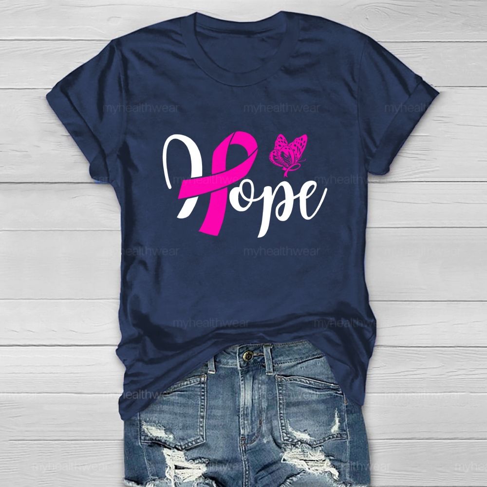 Hope Pink Ribbon Butterfly Healthwear T-shirt