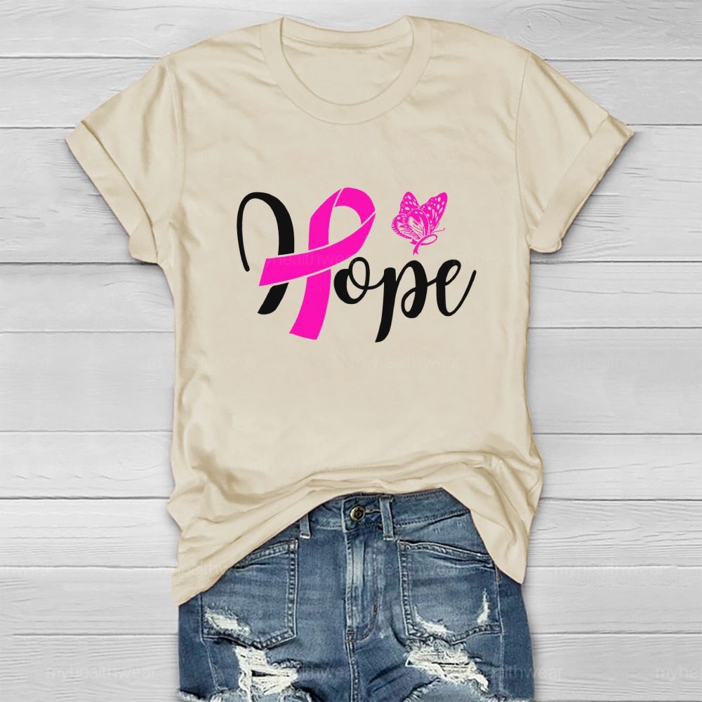 Hope Pink Ribbon Butterfly Healthwear T-shirt