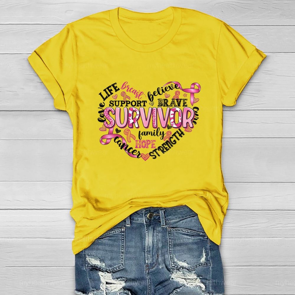Life Love Breast Believe Support Brave Survivor Healthwear T-shirt