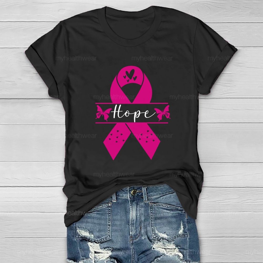 Hope Pink Butterfly Heart Healthwear T-shirt