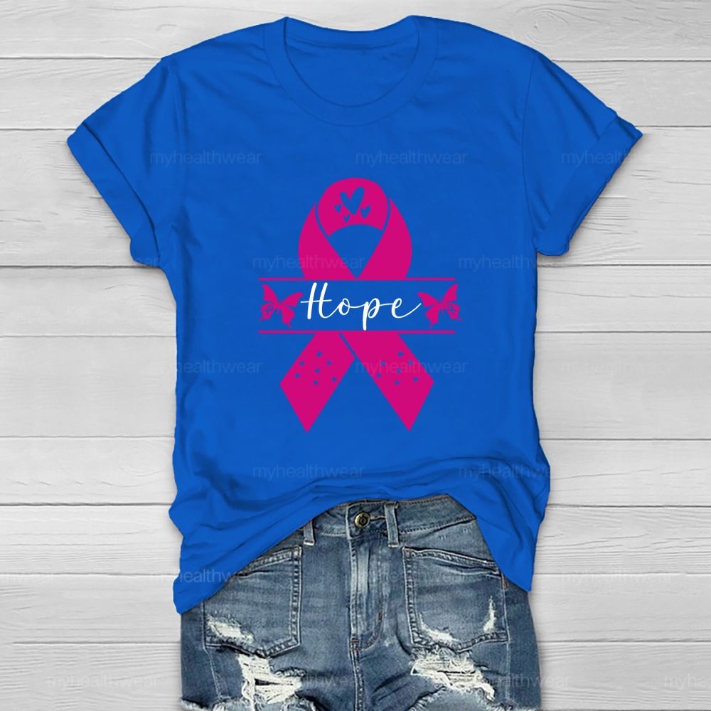 Hope Pink Butterfly Heart Healthwear T-shirt