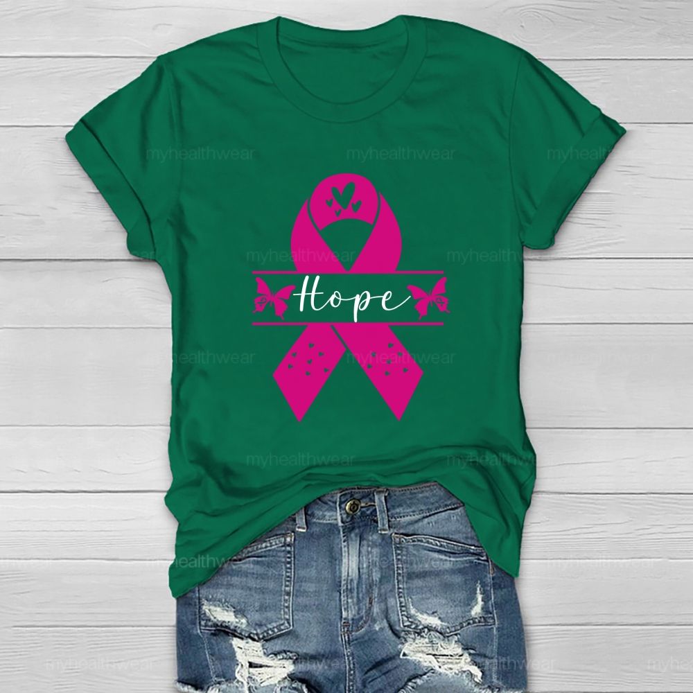 Hope Pink Butterfly Heart Healthwear T-shirt