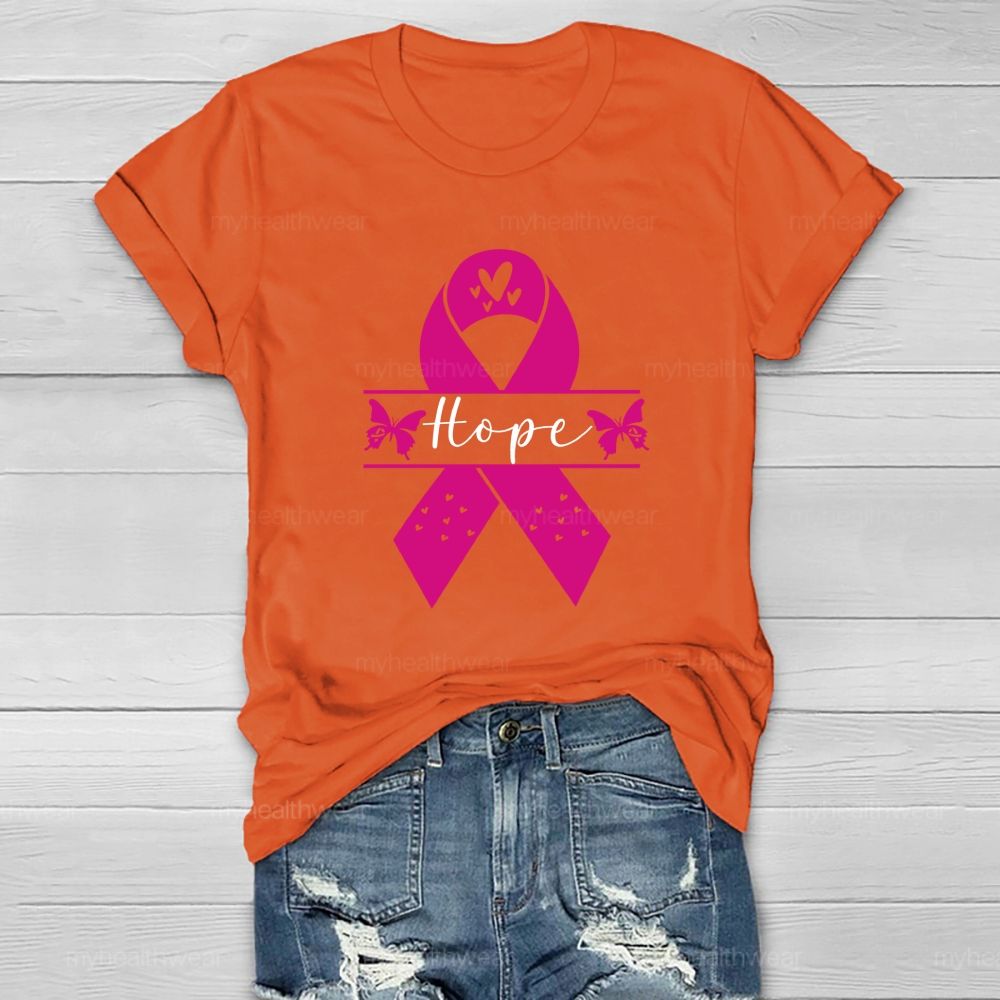 Hope Pink Butterfly Heart Healthwear T-shirt