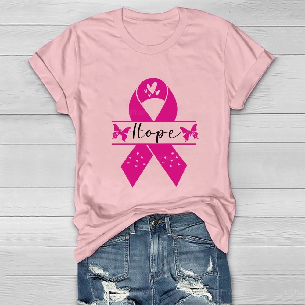 Hope Pink Butterfly Heart Healthwear T-shirt