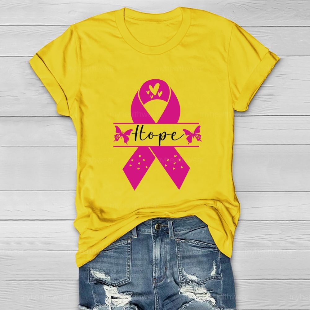 Hope Pink Butterfly Heart Healthwear T-shirt