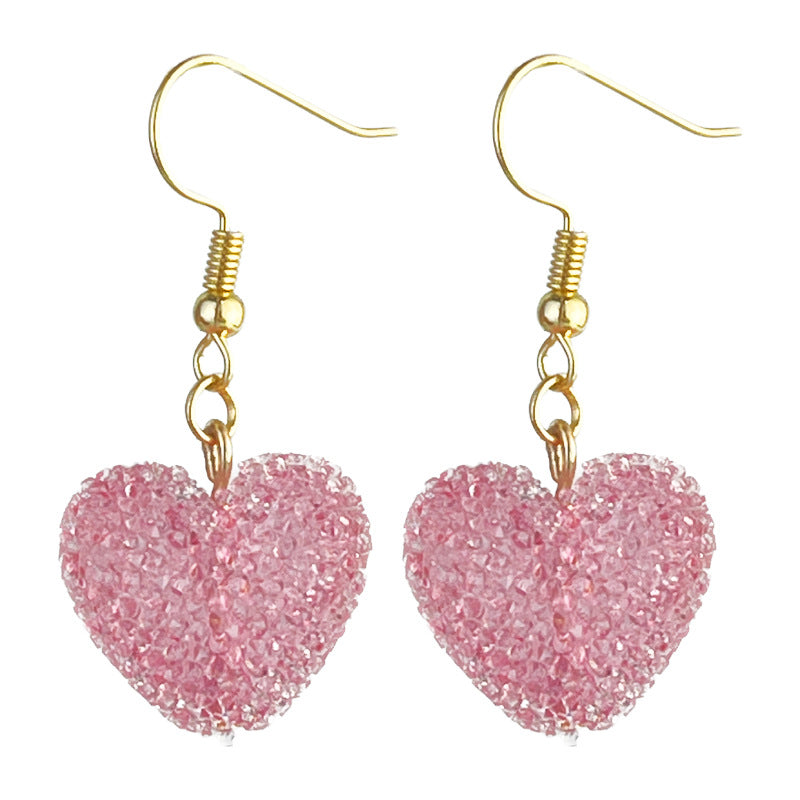 Valentine's Day Earrings Heart-Shaped 3d Pendant Simulated Candy Resin Diamond Earrings