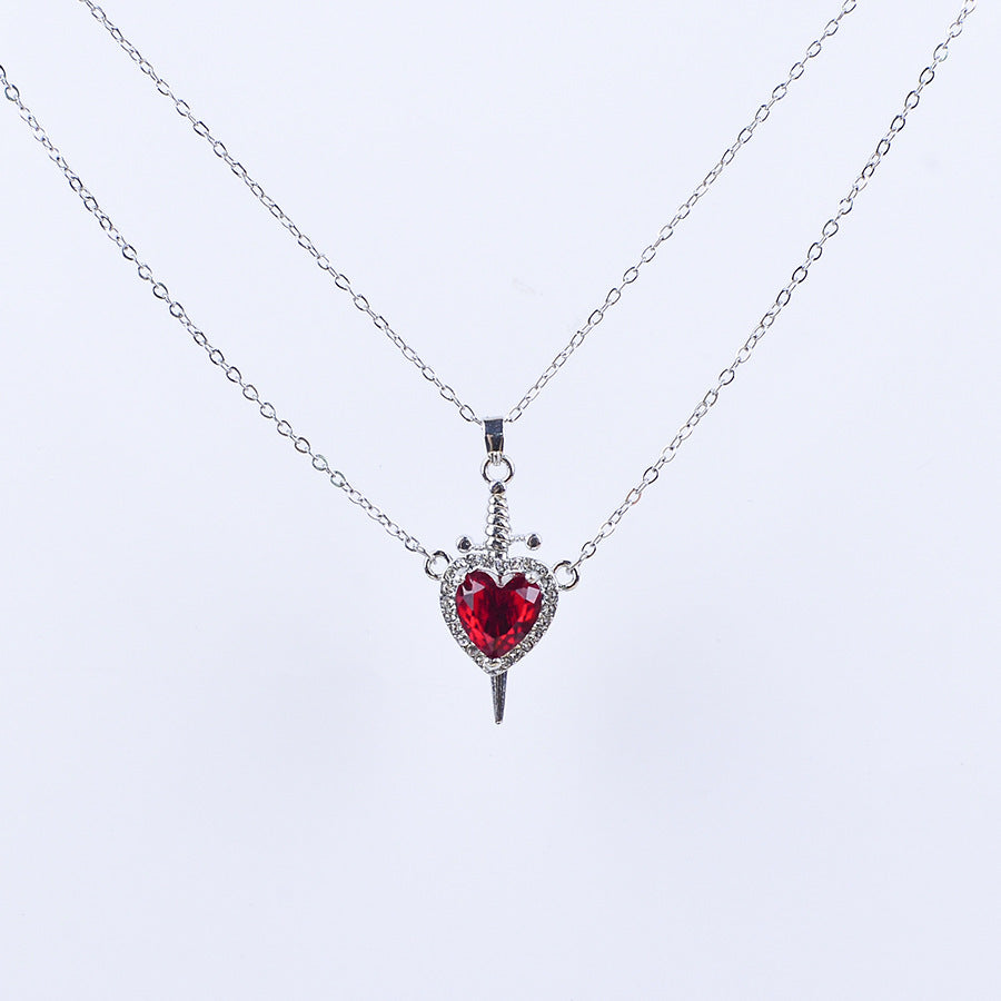 Paw Print Interlocking Heart Clavicle Chain