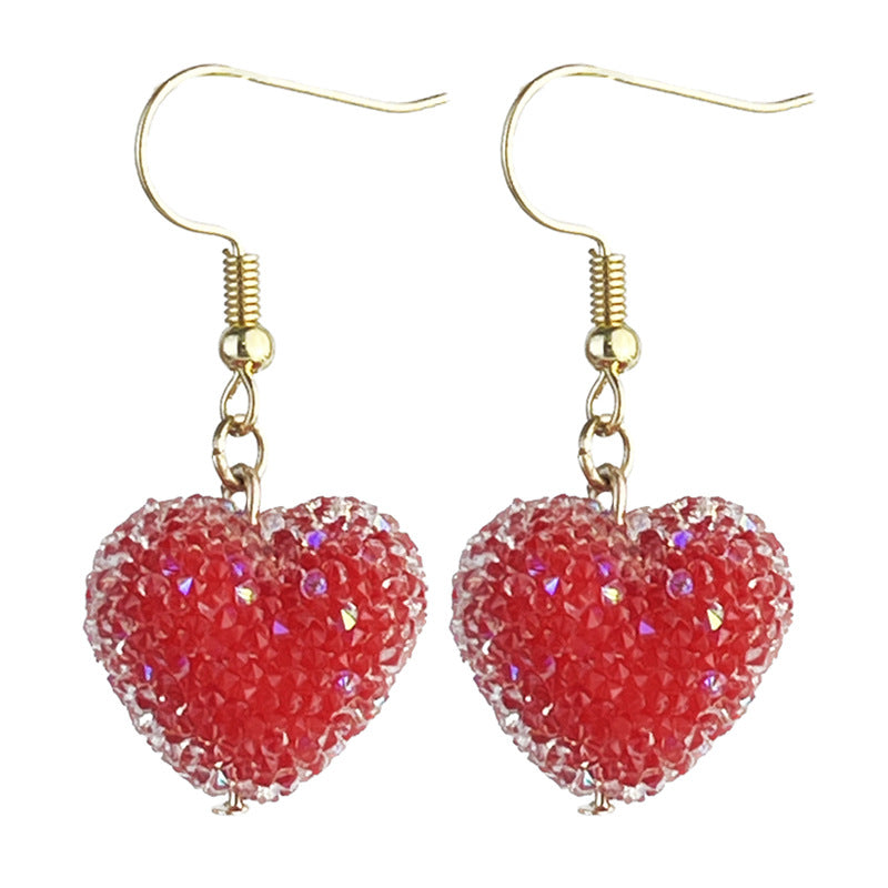 Valentine's Day Earrings Heart-Shaped 3d Pendant Simulated Candy Resin Diamond Earrings