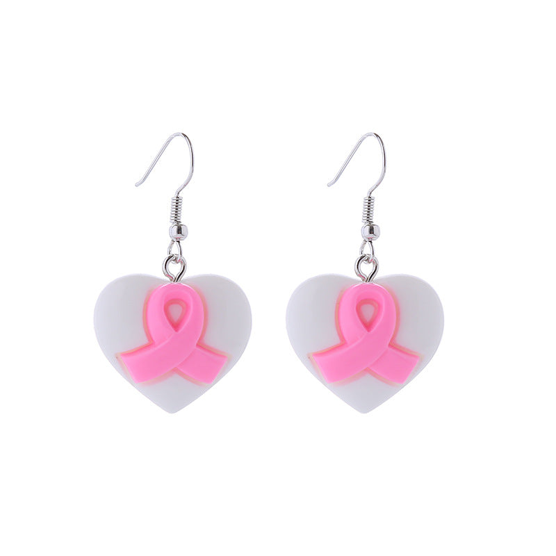 Breast Cancer Awareness Pink Ribbon Butterfly Earrings