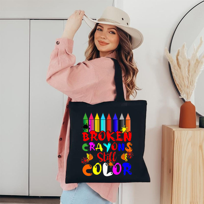 Broken Crayons Still Color Canvas Tote Bag