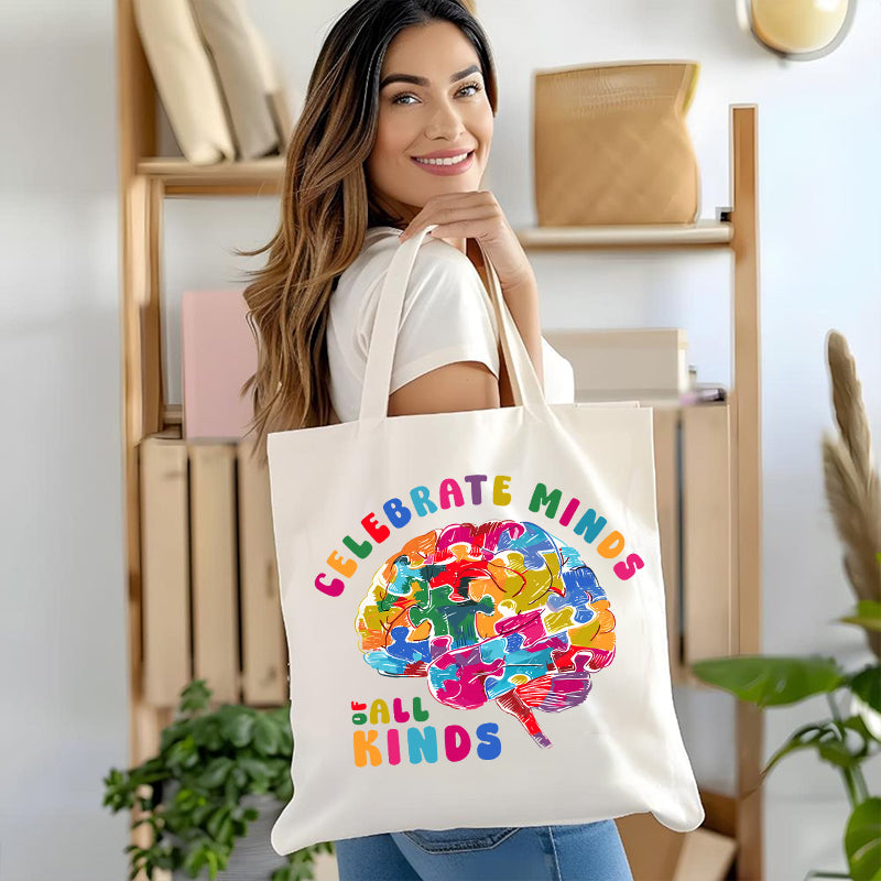 Celebrate Minds Of All Kinds Canvas Tote Bag