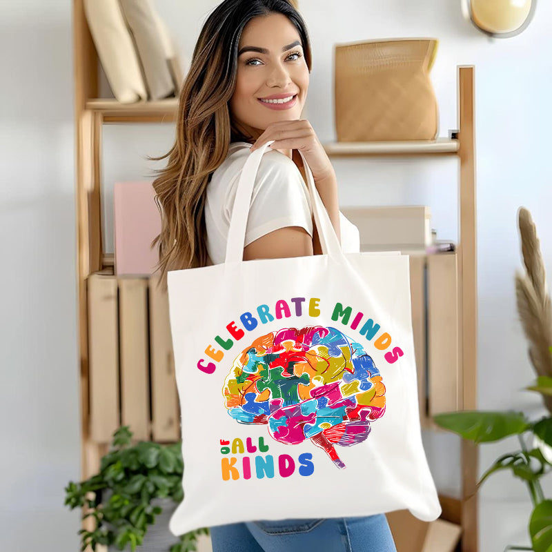 Celebrate Minds Of All Kinds Canvas Tote Bag