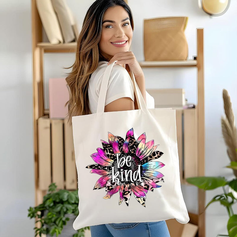 Leopard Pink Sunflower Canvas Tote Bag