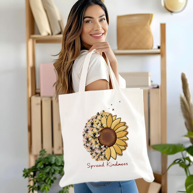 Spread Kindness Sunflower Canvas Tote Bag