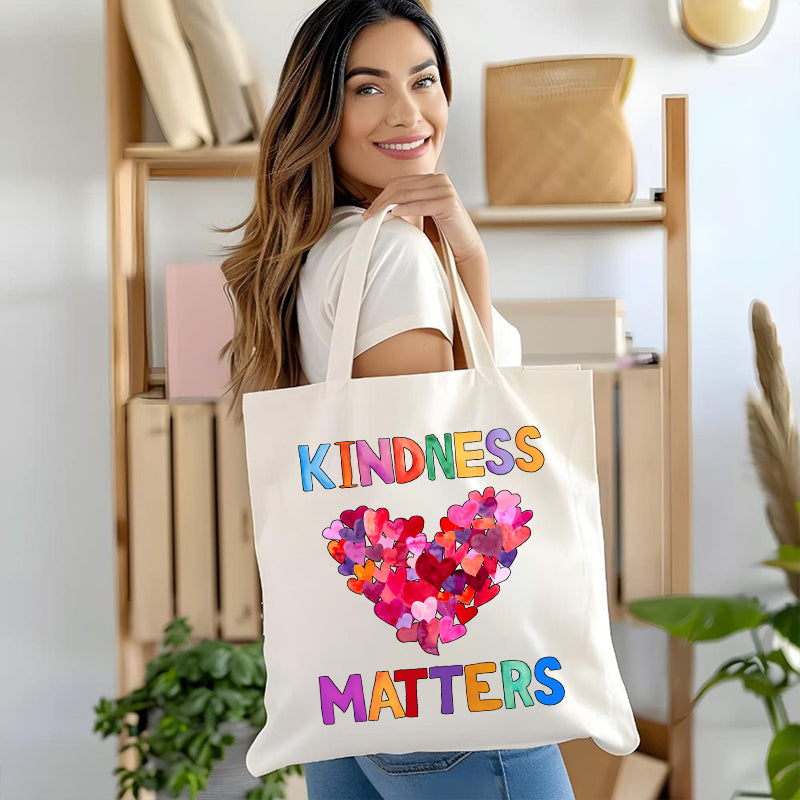 Kindness Matters Heart Canvas Tote Bag