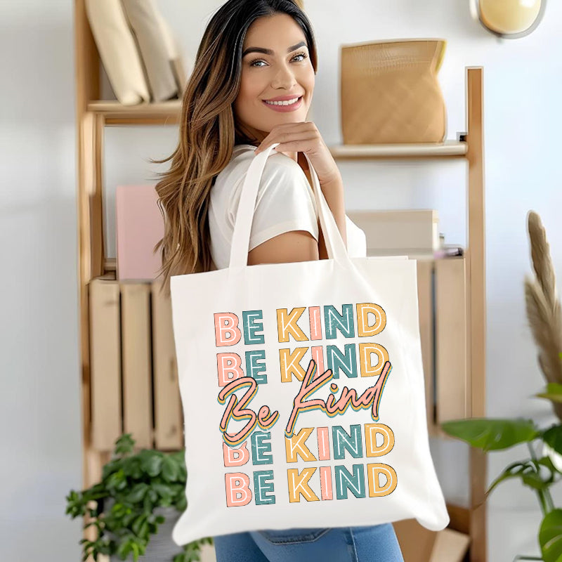 Be Kind Letter Printed Canvas Tote Bag