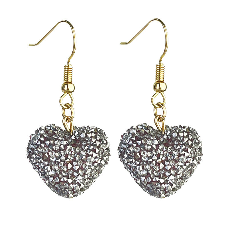 Valentine's Day Earrings Heart-Shaped 3d Pendant Simulated Candy Resin Diamond Earrings
