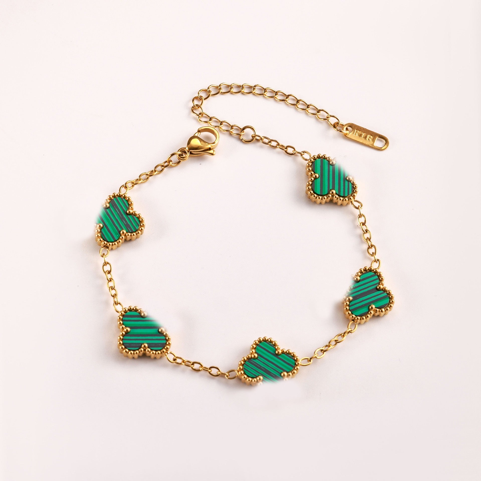 Double-Sided Mother-Of-Pearl Four-Leaf Clover Bracelet