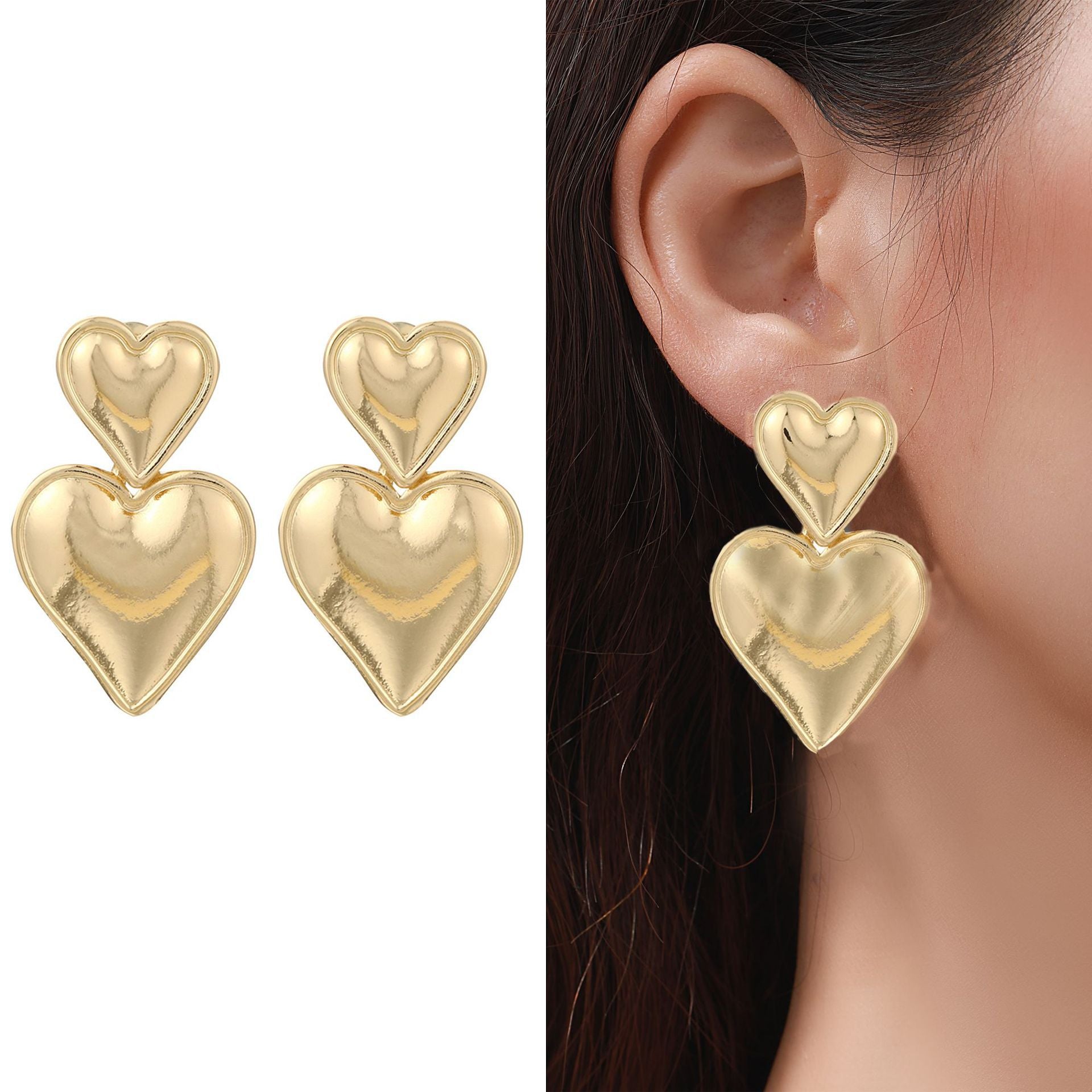 Three-Layered Heart-Shaped Earrings