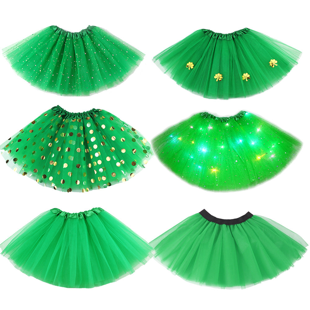 Three-Layered Tulle Skirt St. Patrick's Day Party Outfit