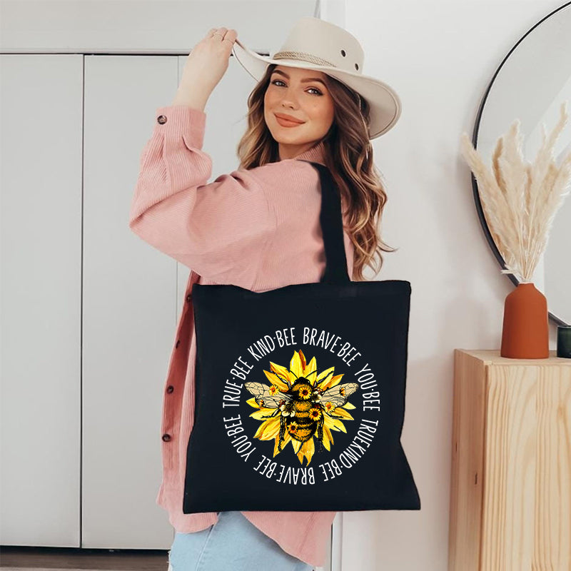 Bee Kind Bee Brave Bee You Canvas Tote Bag