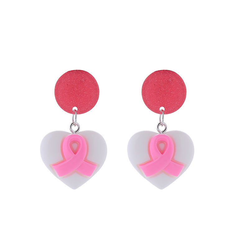 Breast Cancer Awareness Pink Ribbon Butterfly Earrings