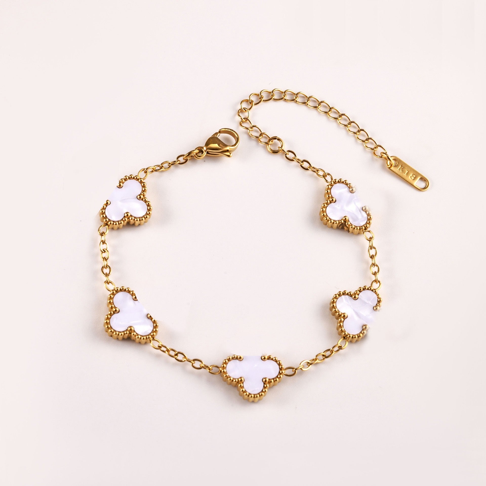 Double-Sided Mother-Of-Pearl Four-Leaf Clover Bracelet
