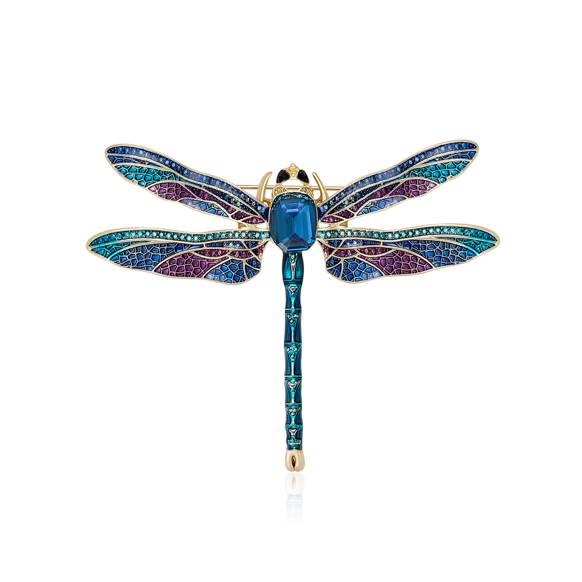 Enamel And Rhinestone Dragonfly Brooch