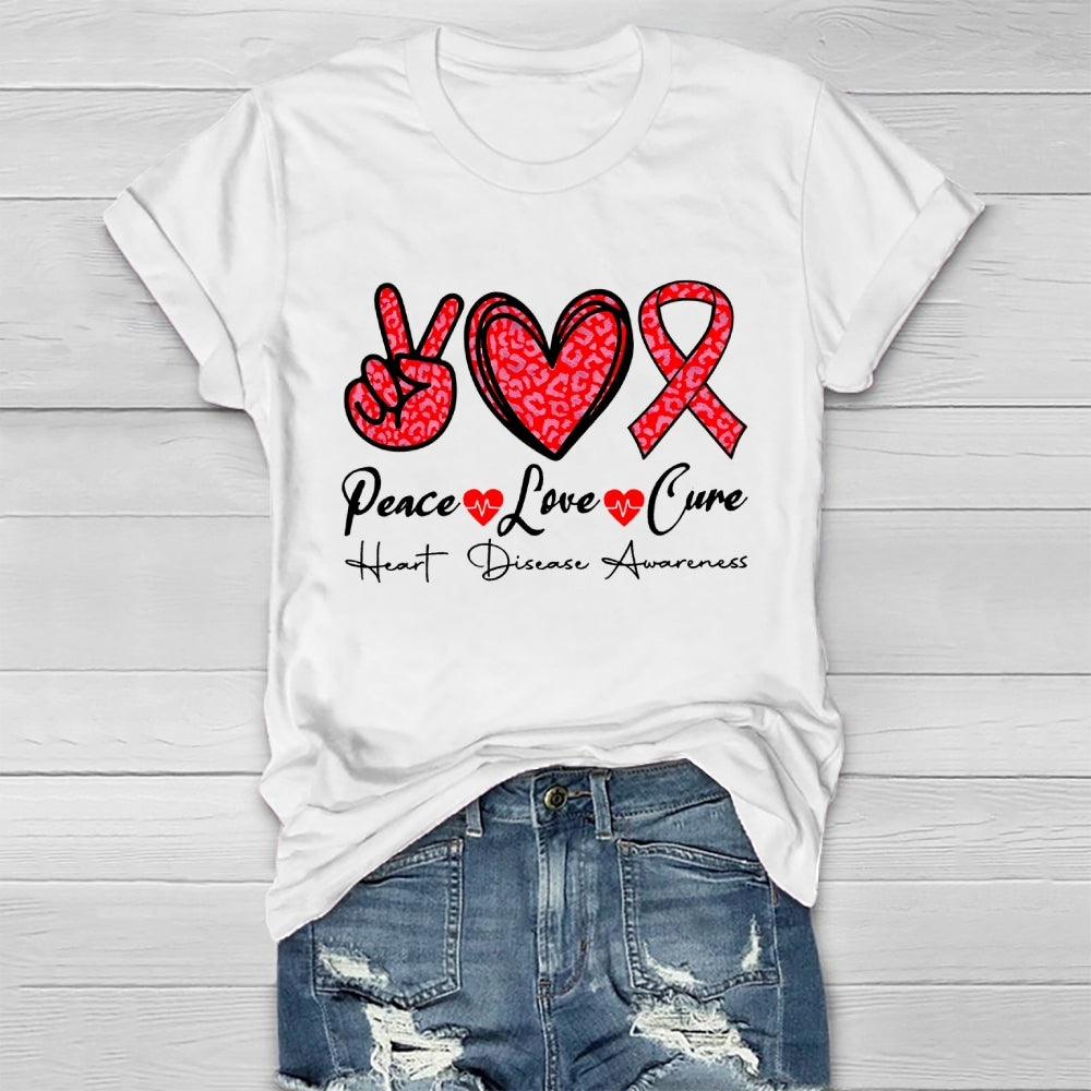 Peace Love Cure Heart Disease Awareness  T-shirt