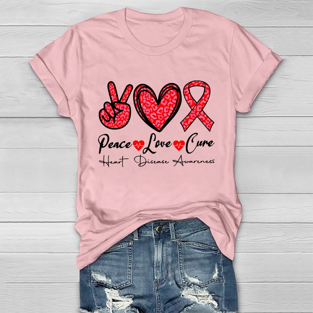 Peace Love Cure Heart Disease Awareness  T-shirt