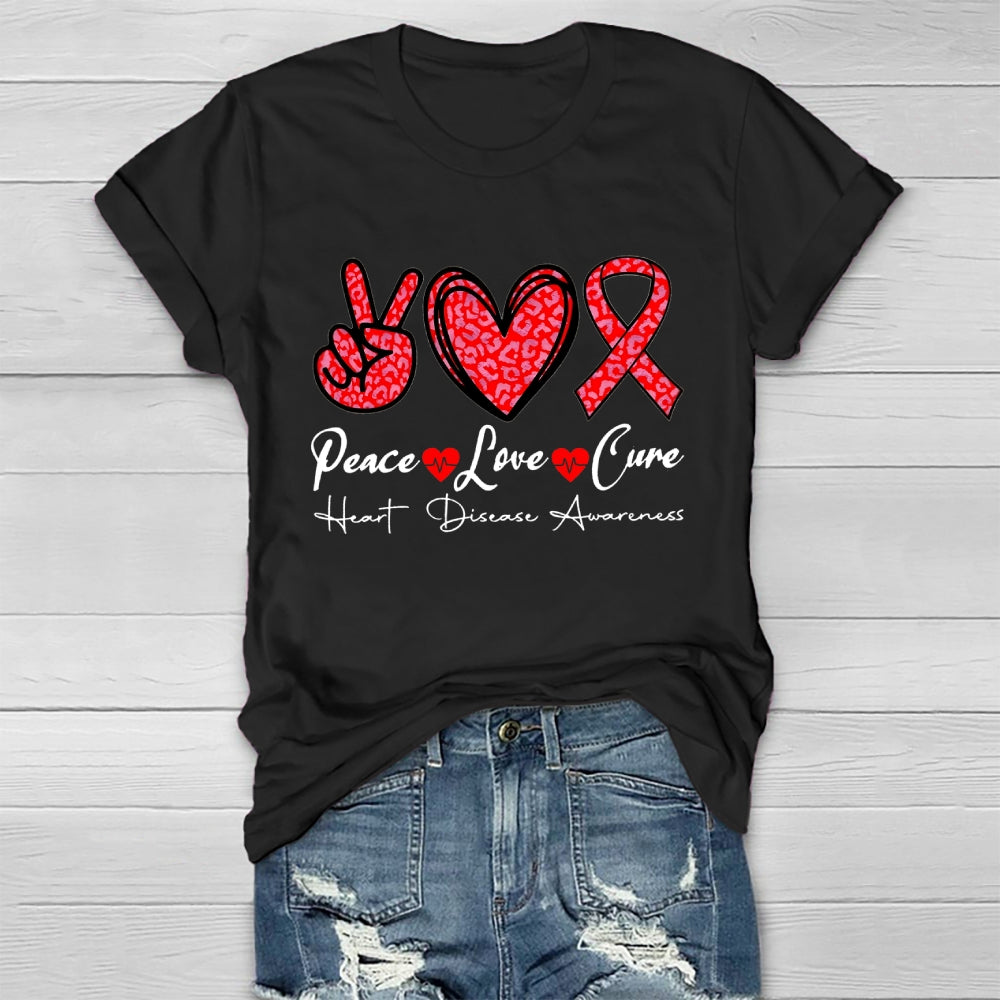 Peace Love Cure Heart Disease Awareness  T-shirt