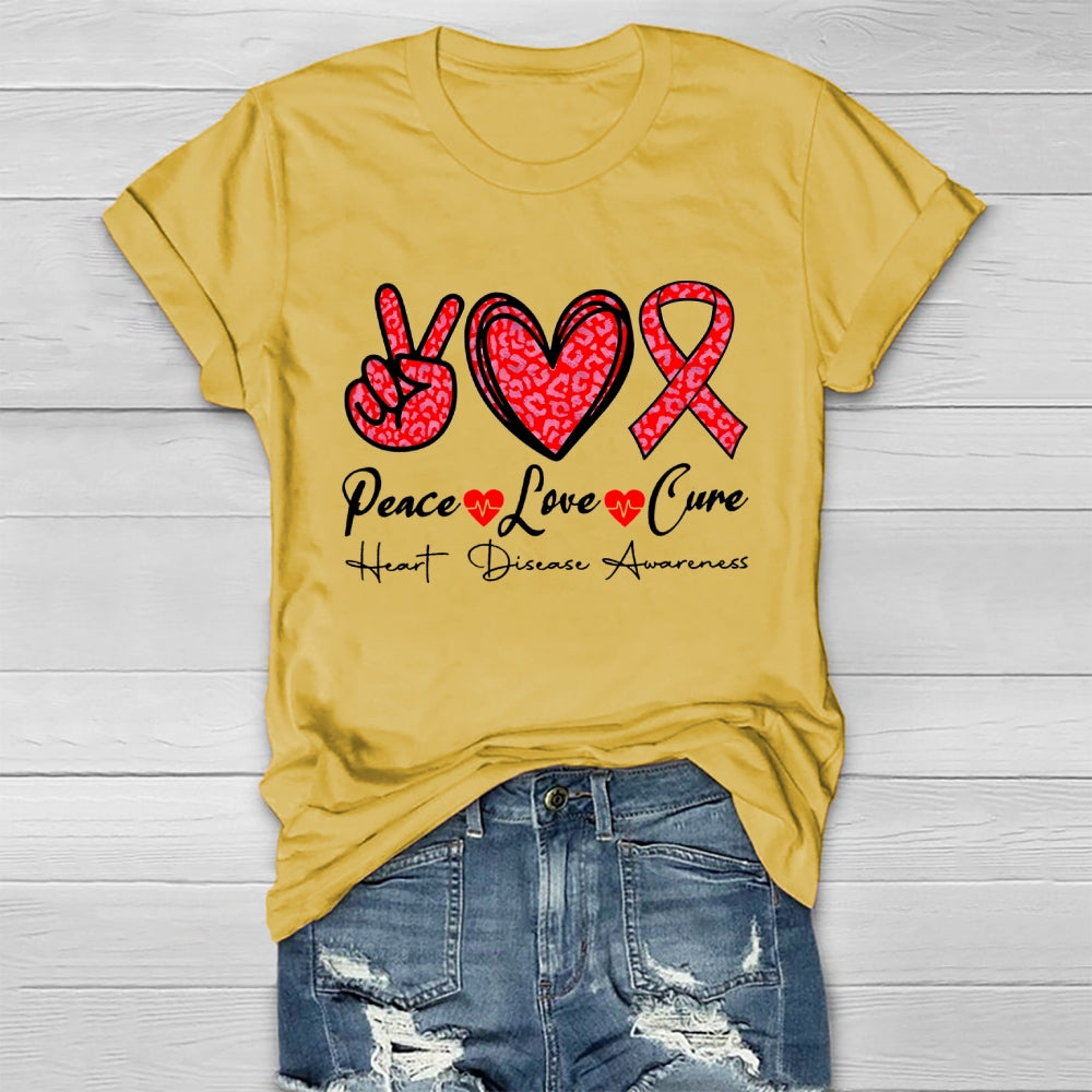 Peace Love Cure Heart Disease Awareness  T-shirt