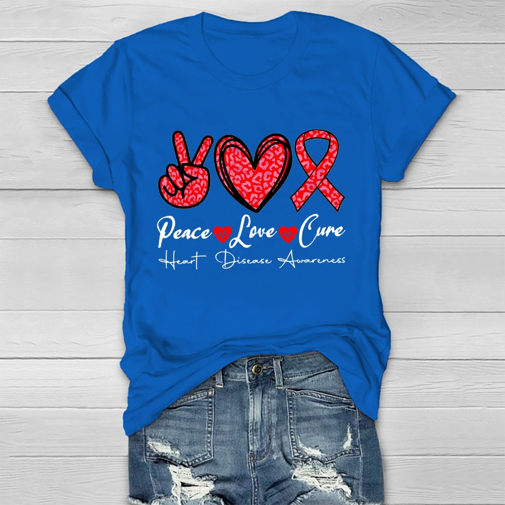 Peace Love Cure Heart Disease Awareness  T-shirt