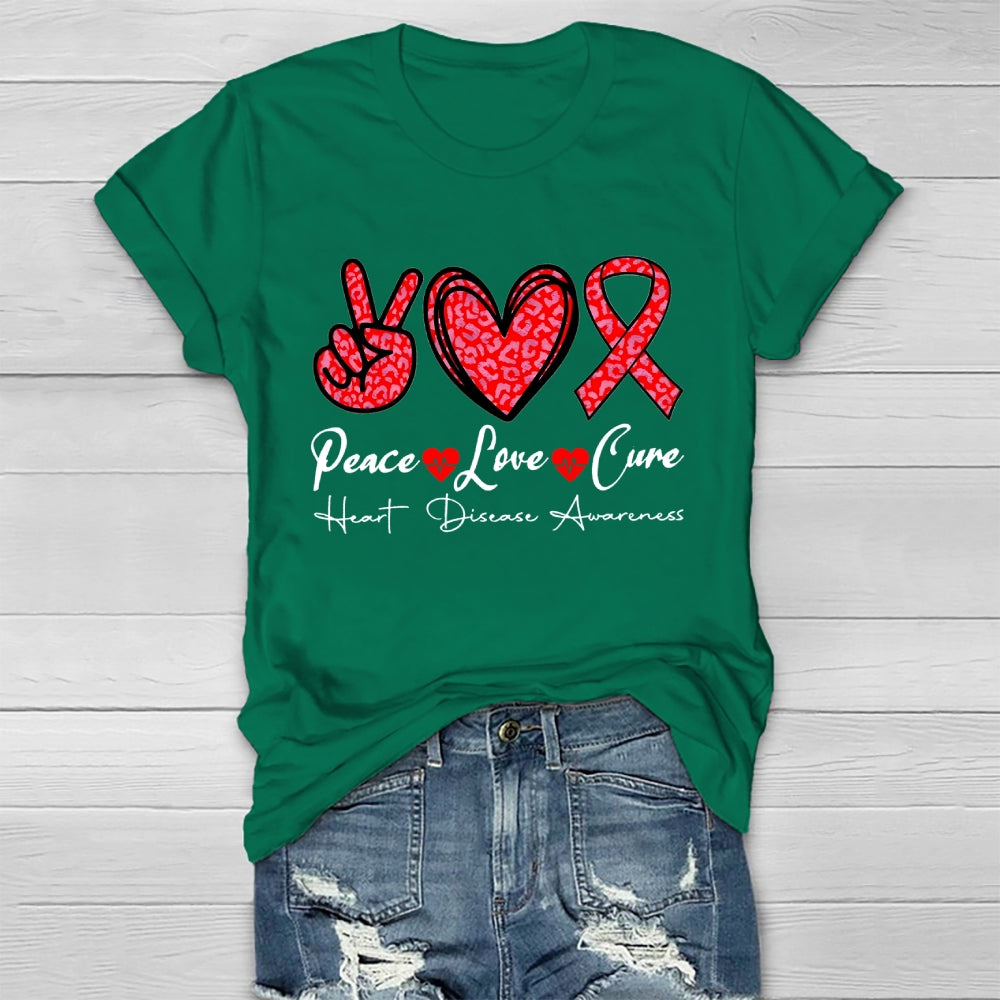 Peace Love Cure Heart Disease Awareness  T-shirt