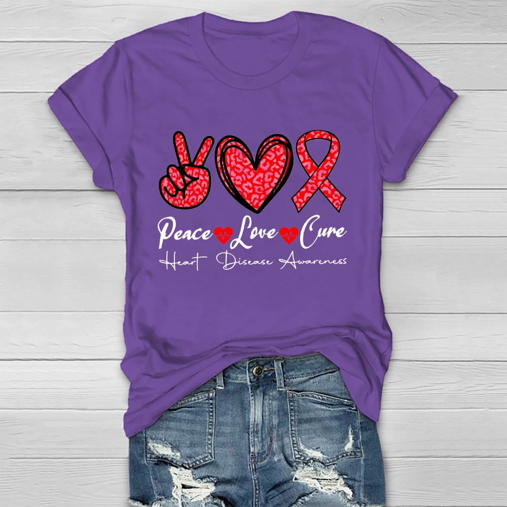 Peace Love Cure Heart Disease Awareness  T-shirt