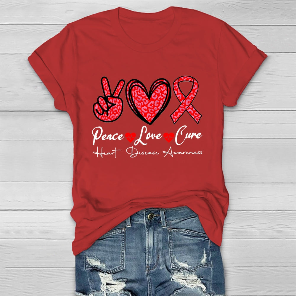 Peace Love Cure Heart Disease Awareness  T-shirt